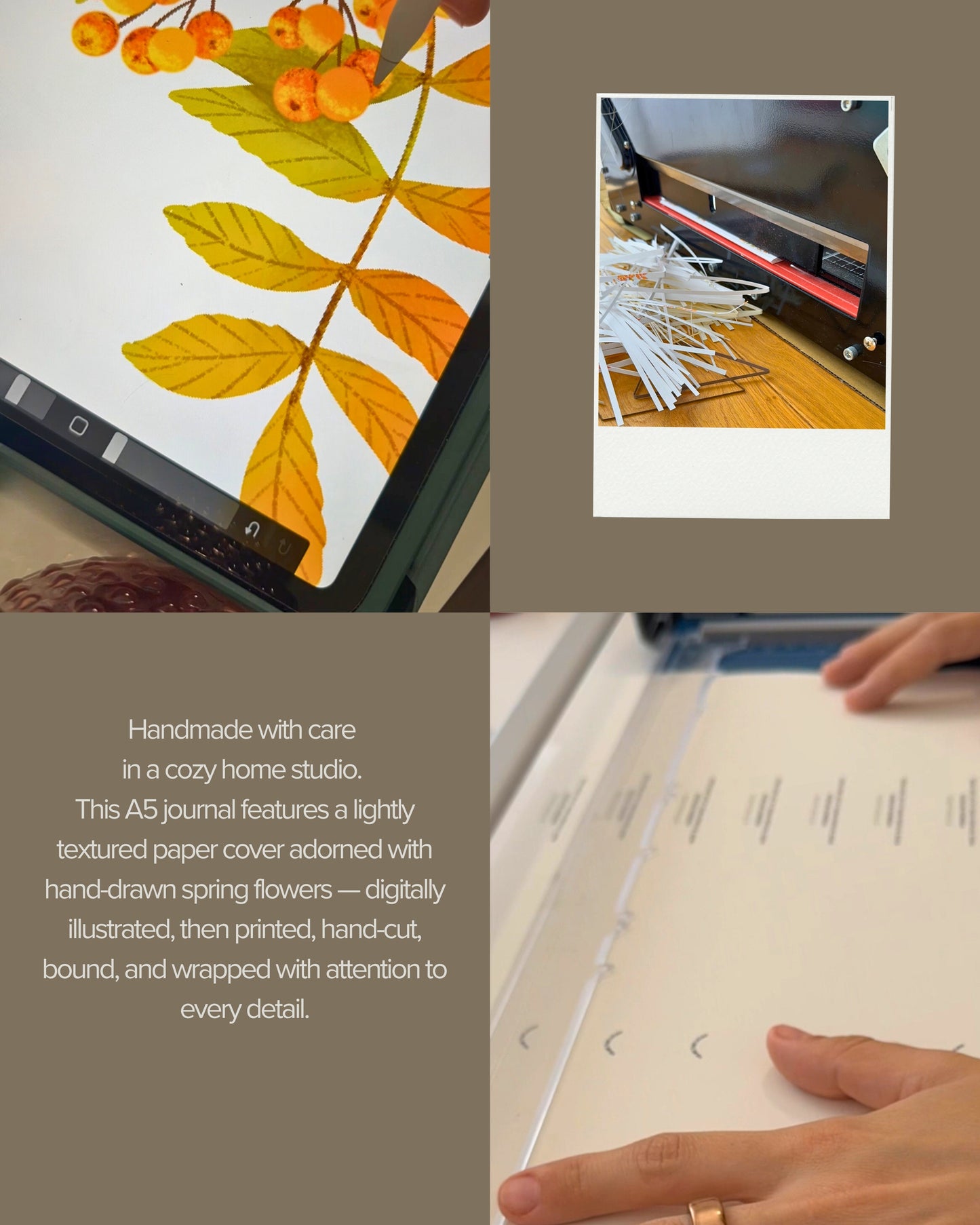 Handmade notebook A5 with pears, dot grid journal