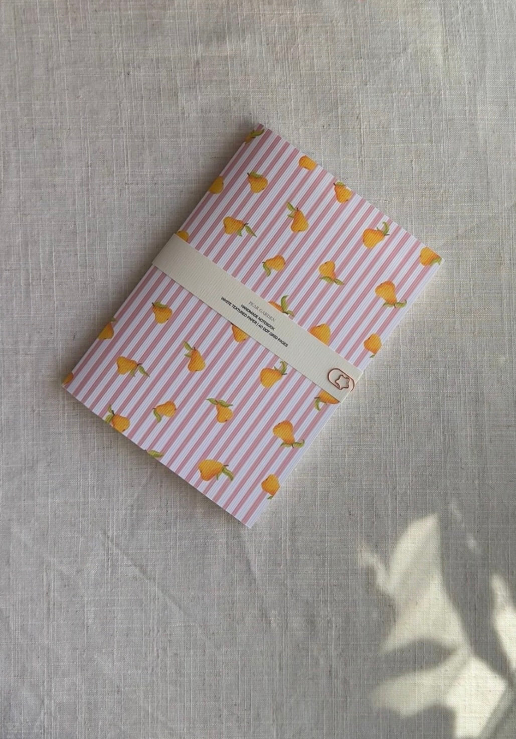 Handmade notebook A5 with pears, dot grid journal