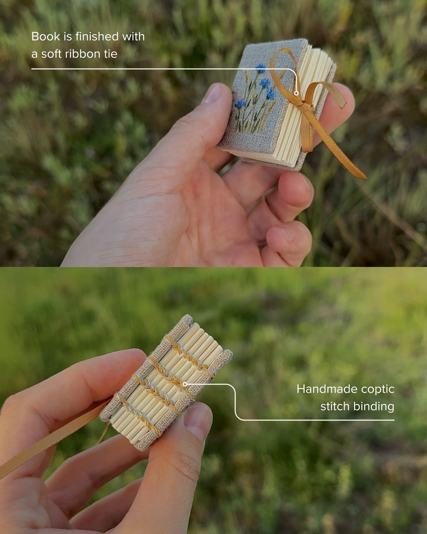 Collection "Happiness in Simplicity", Handmade notebook with acrylic wildflowers