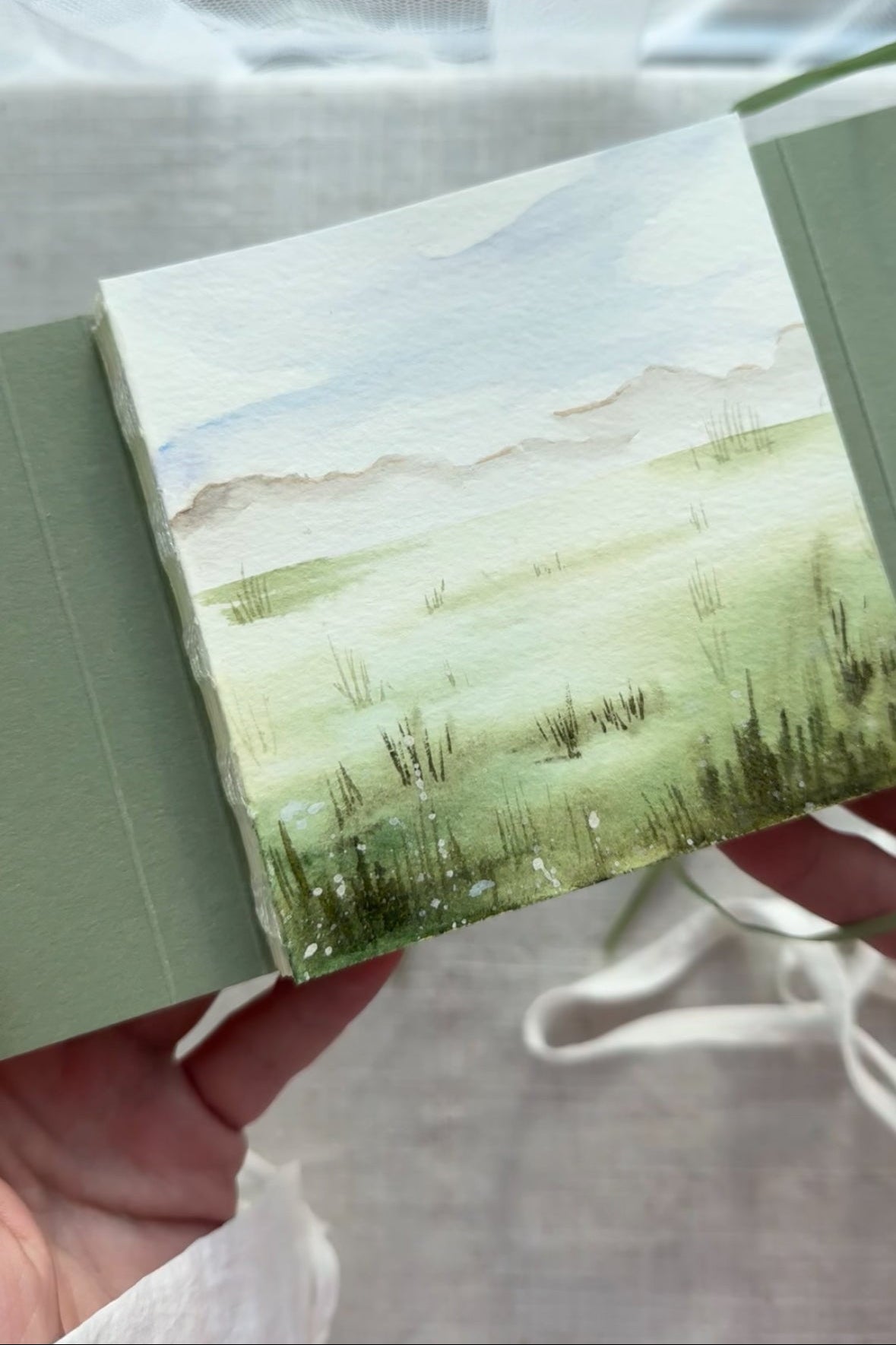 Handmade notebook with original watercolor painting