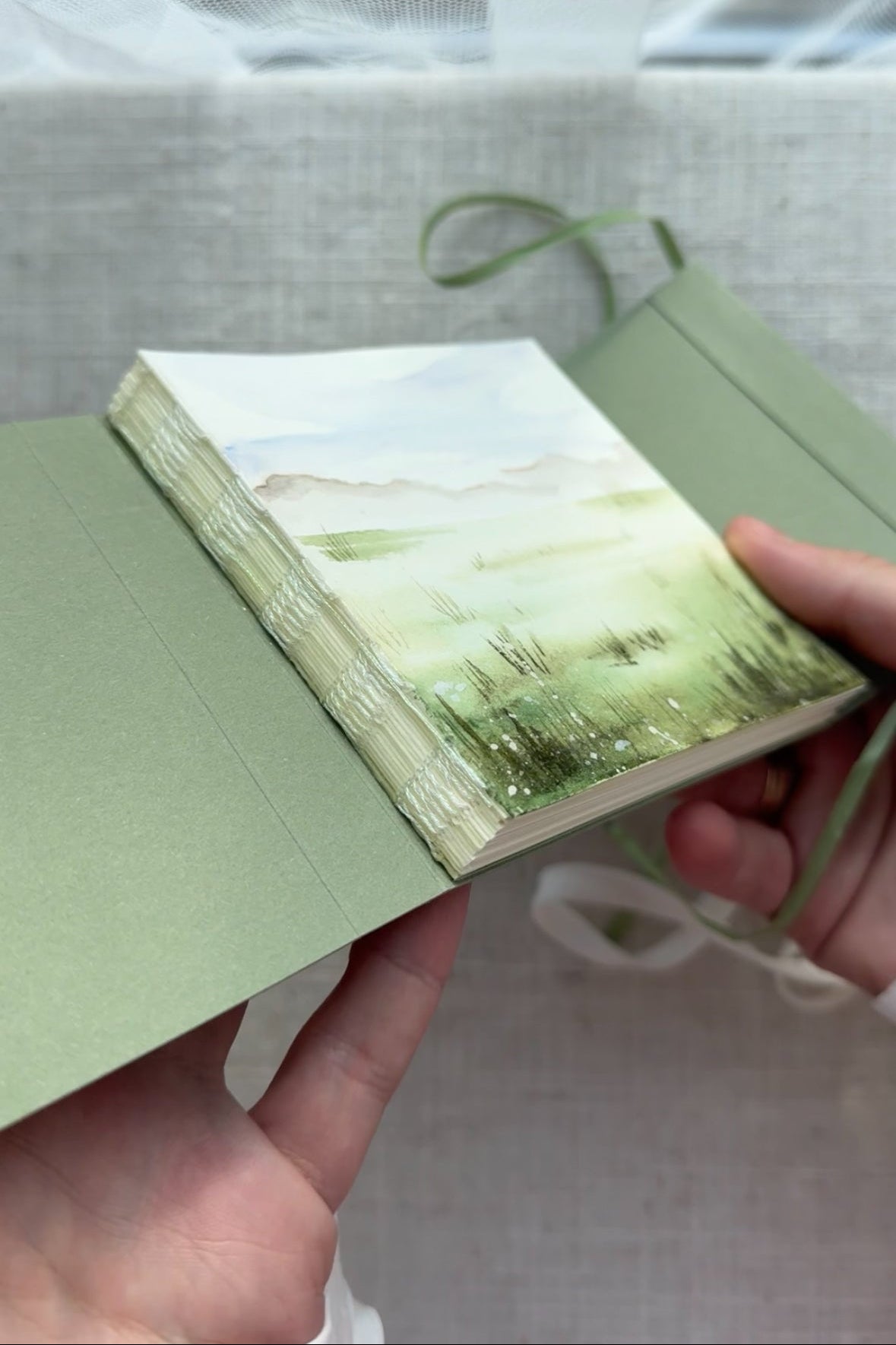 Handmade notebook with original watercolor painting