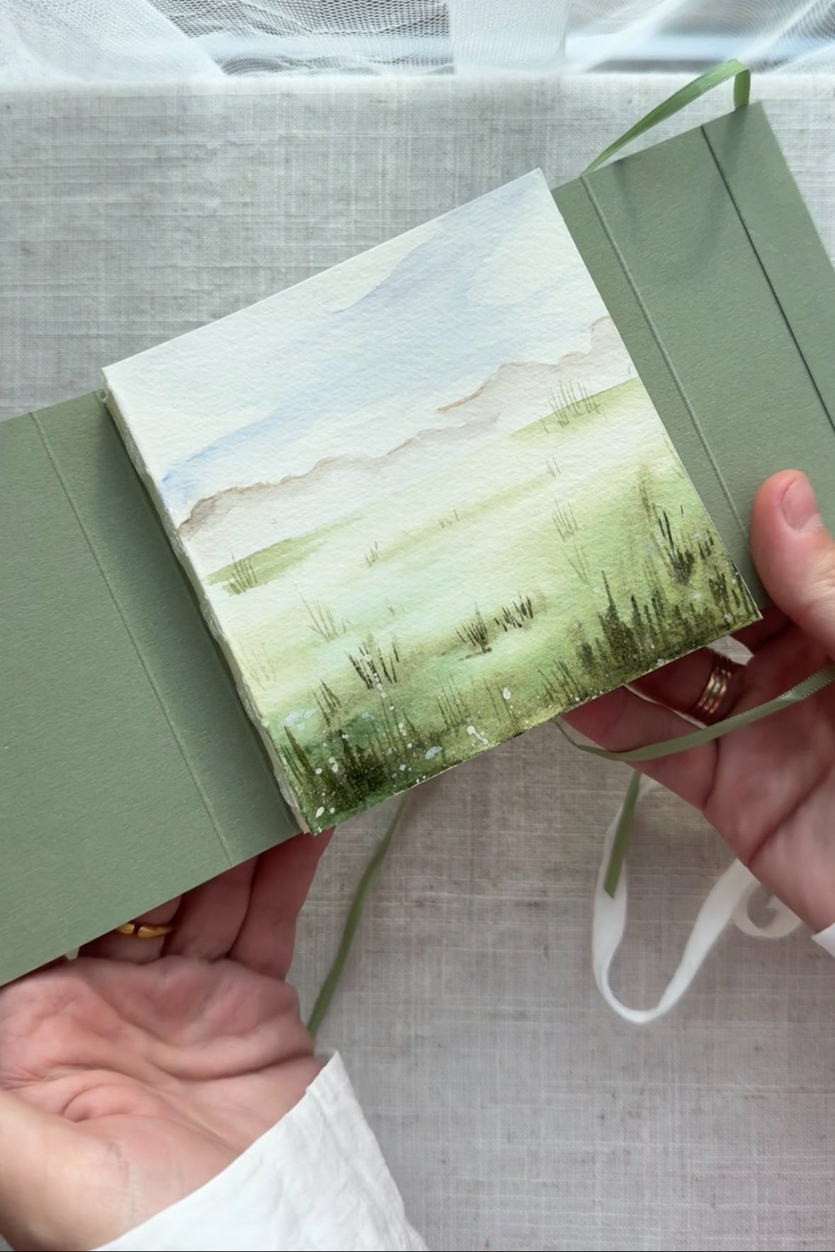 Handmade notebook with original watercolor painting