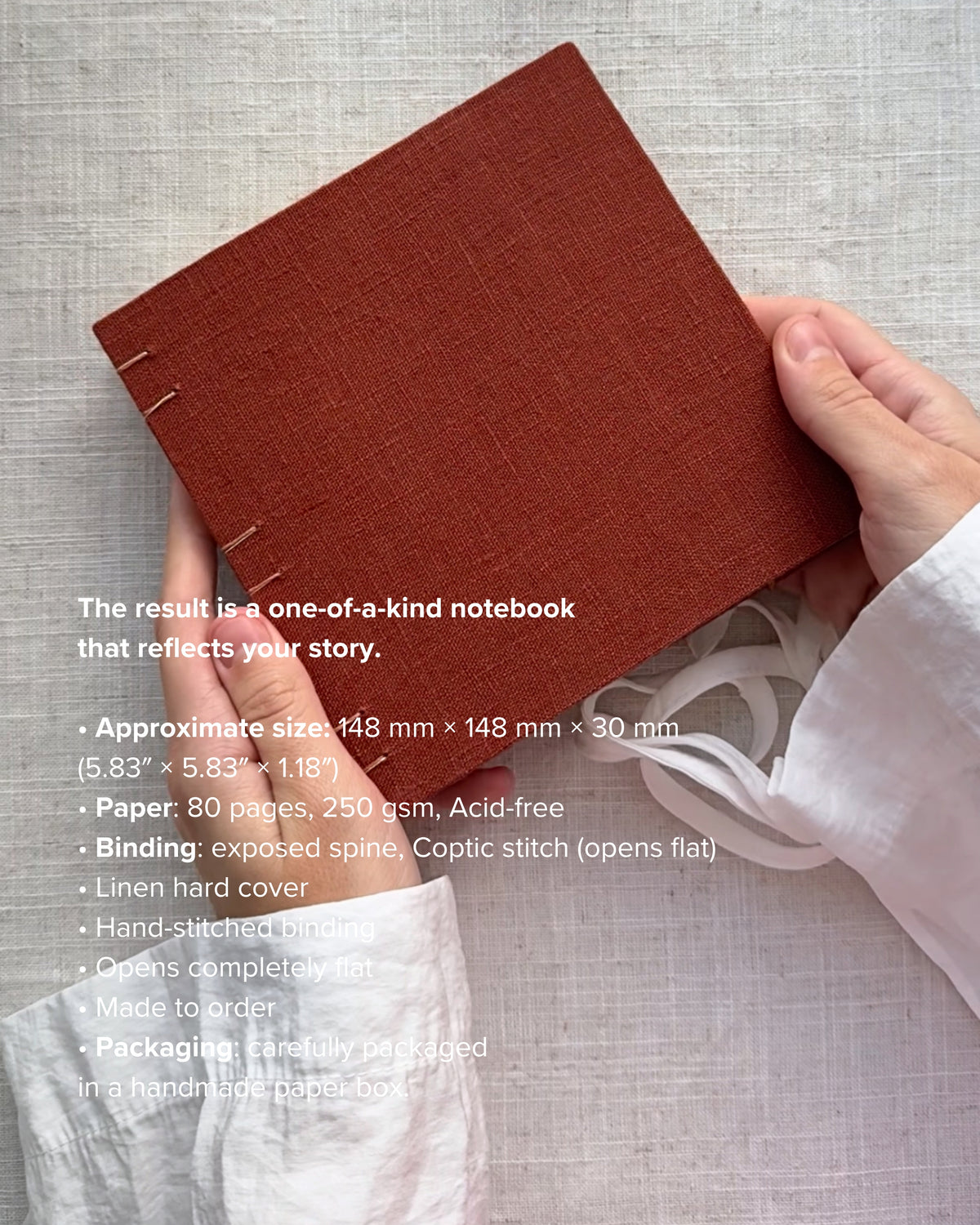 Personalised handmade book 148 mm × 148 mm, sketchbook, photo book