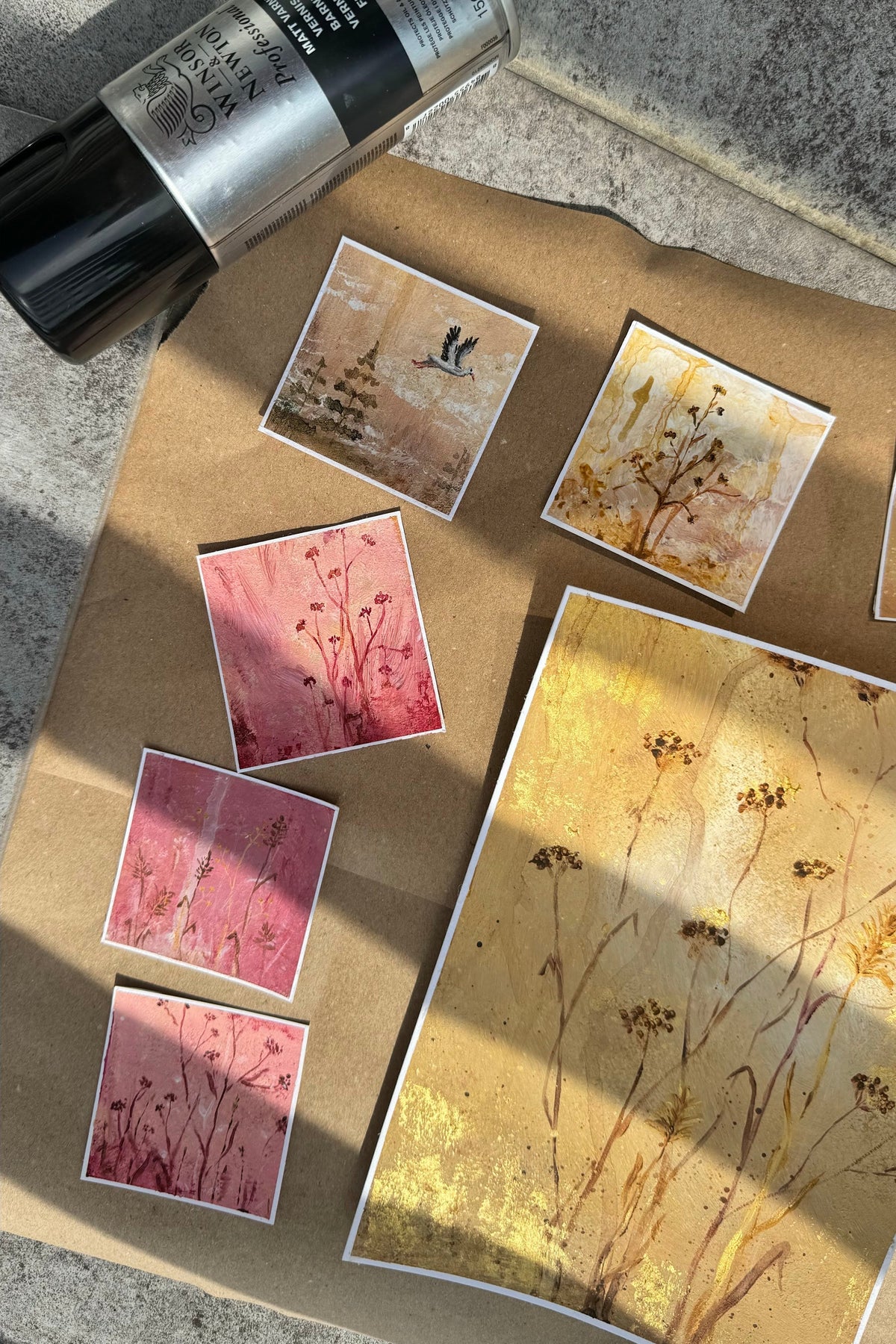 Notebook with acrylic painting, sketchbook