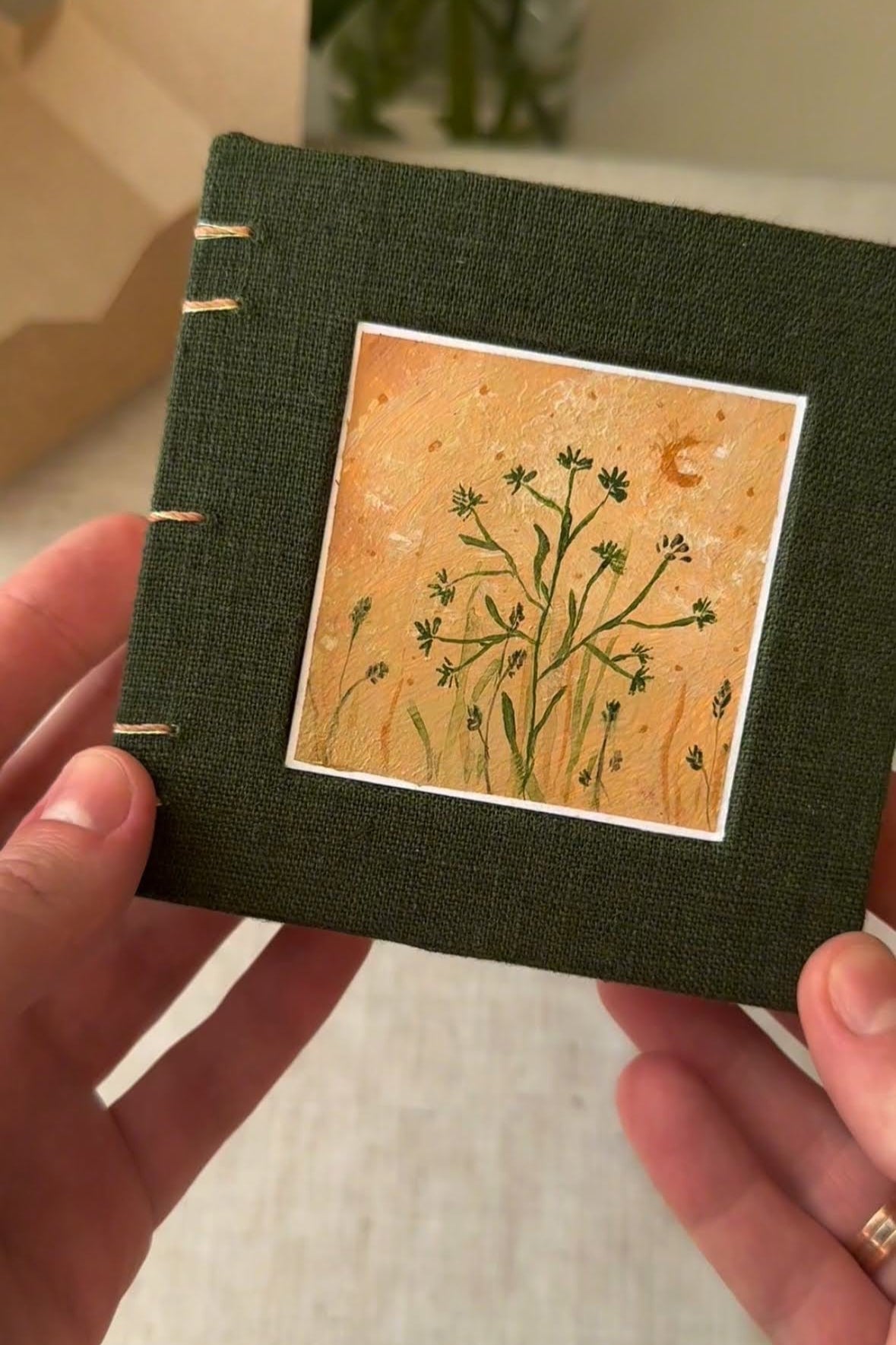 Notebook with acrylic painting, sketchbook