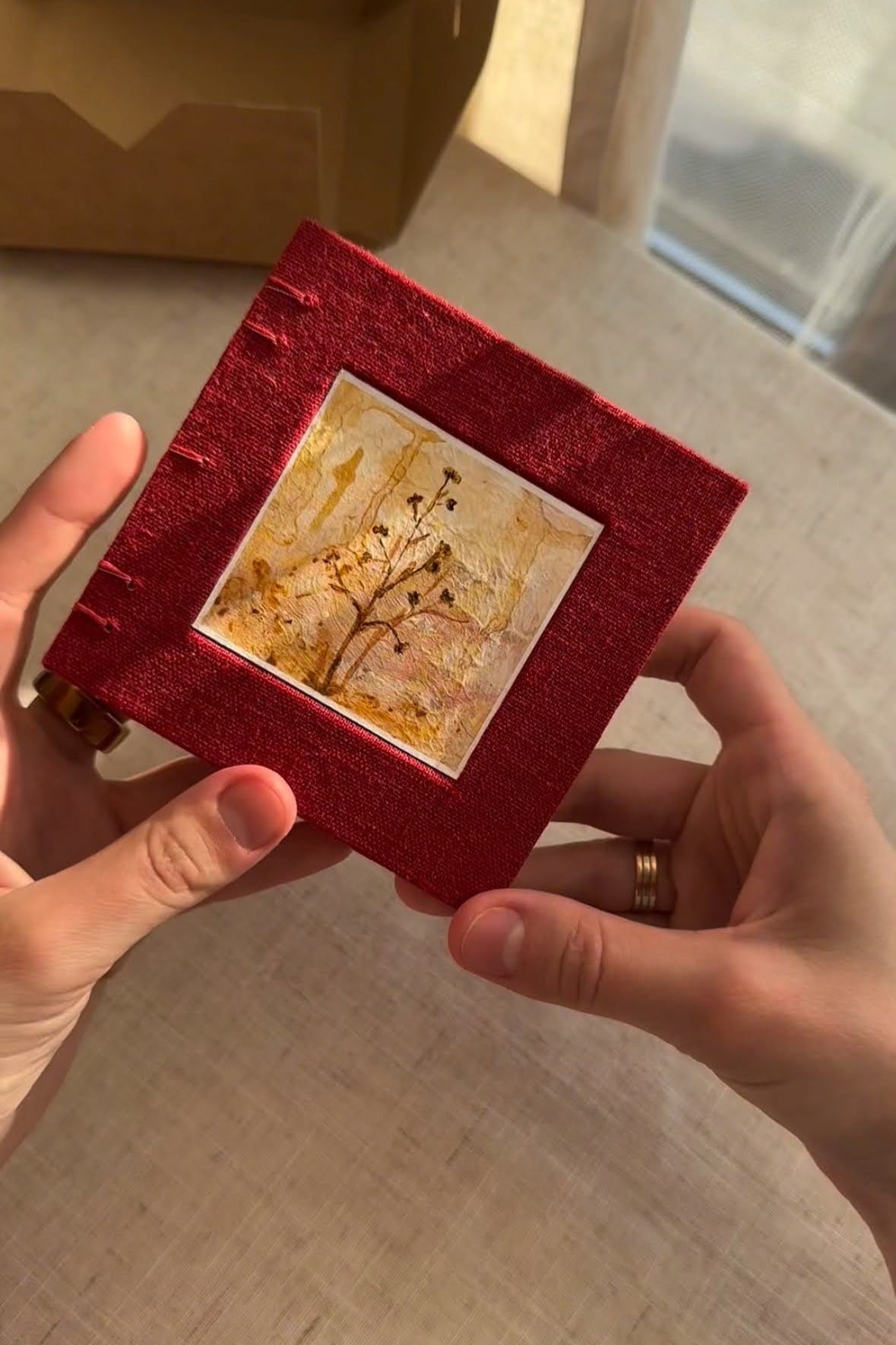 Notebook with acrylic painting, sketchbook