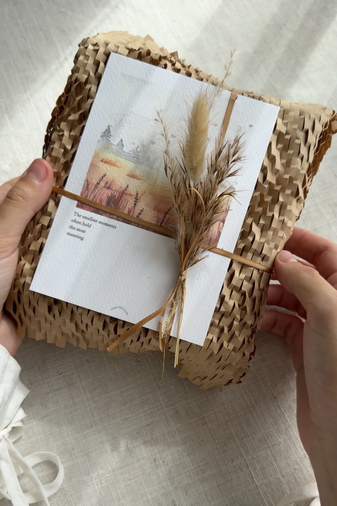 Handmade notebook with watercolor painting + postcard