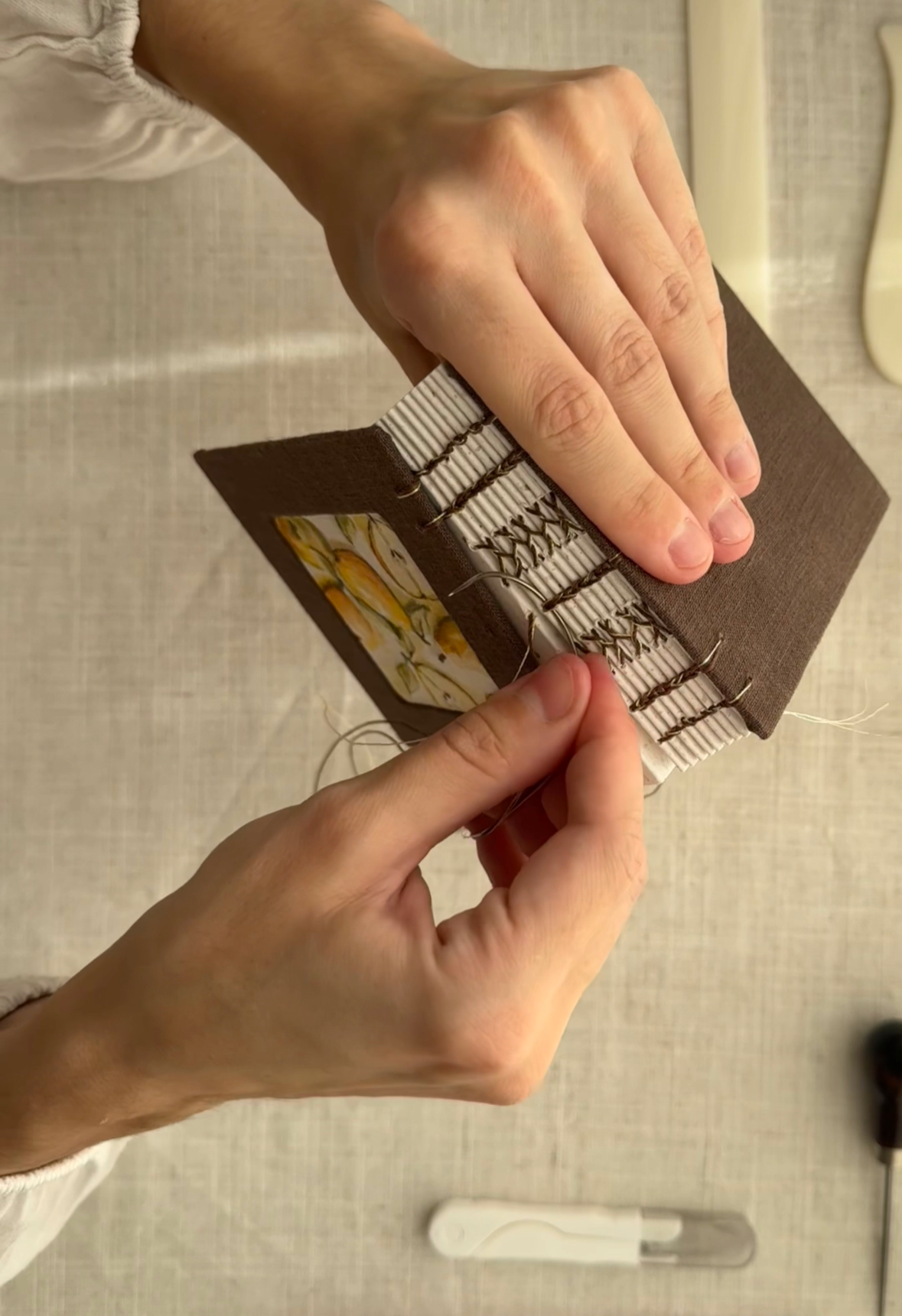 Notebook with painting, sketchbook brown "Golden Shadows"