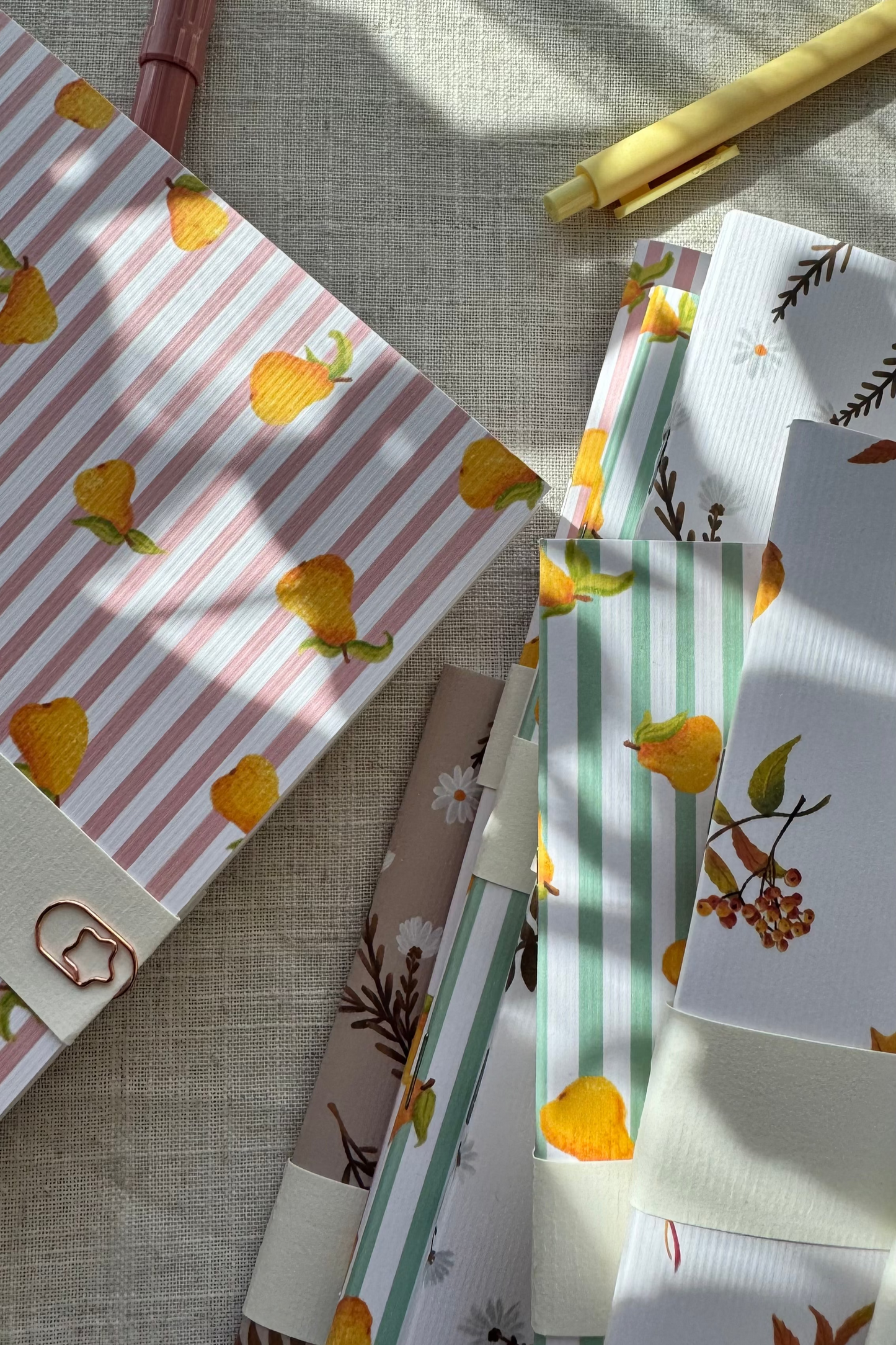 Handmade notebook A5 with pears, dot grid journal