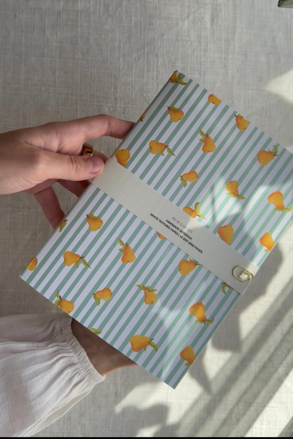 Handmade notebook A5 with pears, dot grid journal