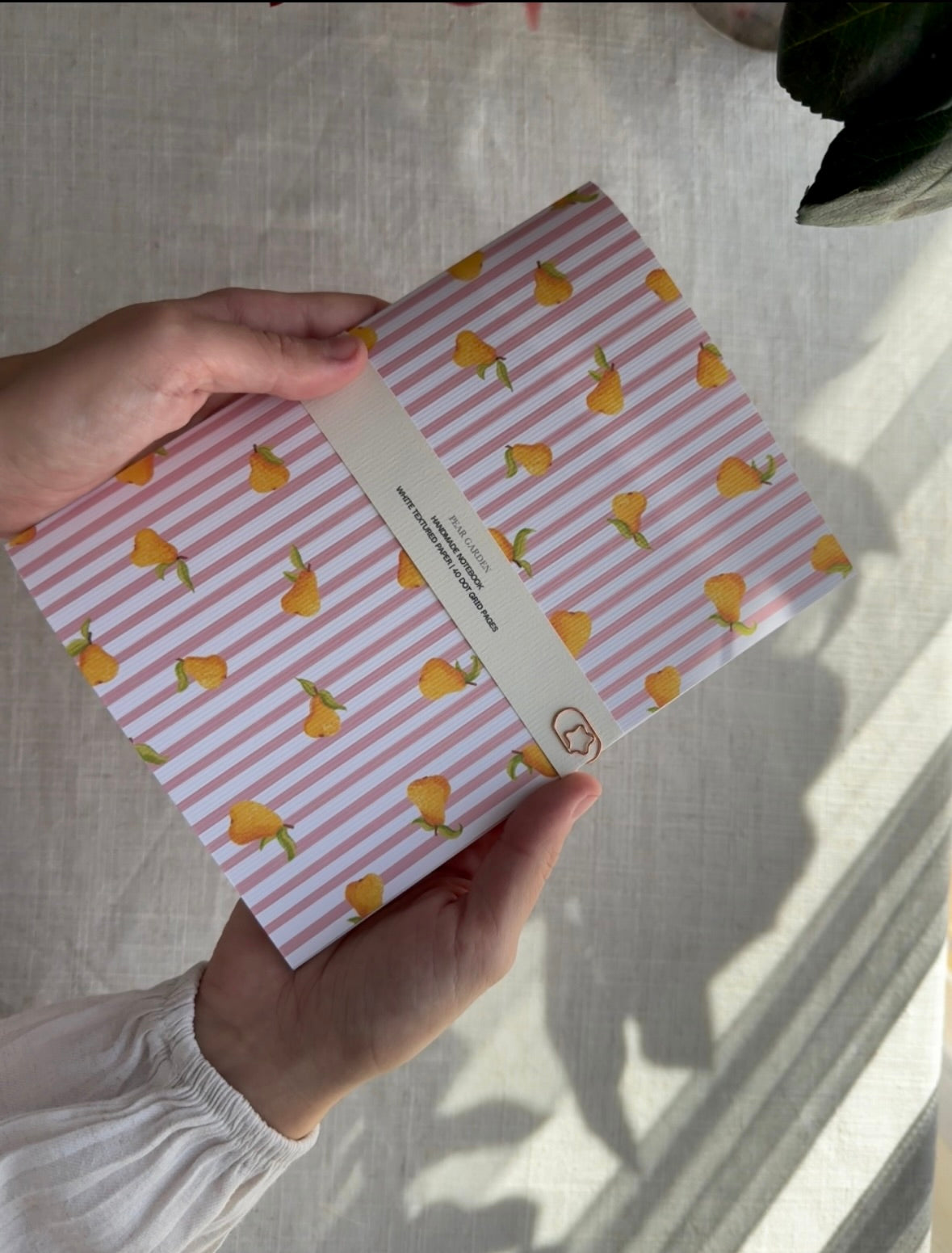 Handmade notebook A5 with pears, dot grid journal