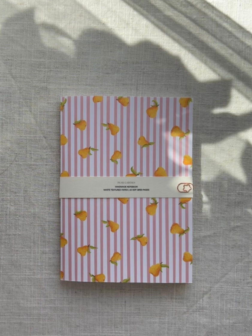 Handmade notebook A5 with pears, dot grid journal