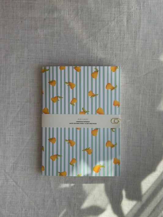 Handmade notebook A5 with pears, dot grid journal