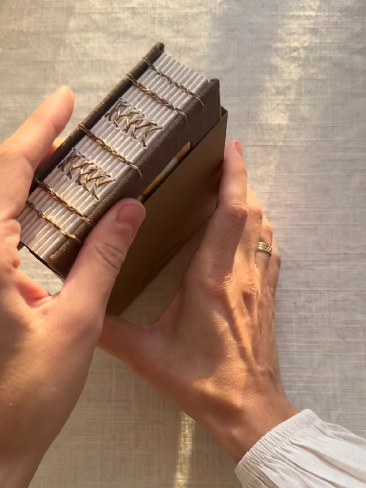 Notebook with painting, sketchbook brown "Golden Shadows"