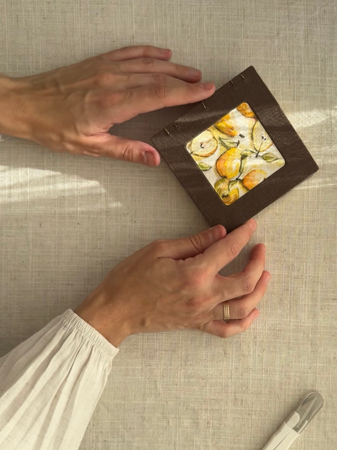 Notebook with painting, sketchbook brown "Golden Shadows"