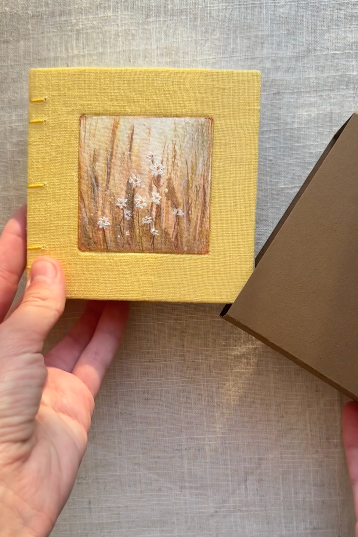 Notebook with painting, sketchbook