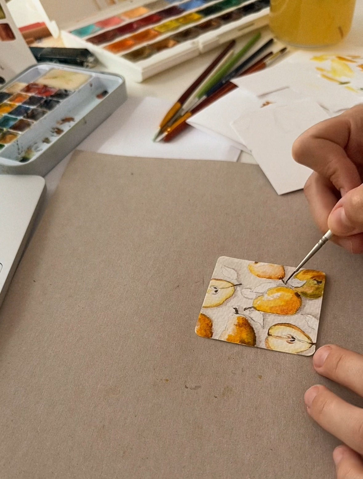 Notebook with painting, sketchbook brown "Golden Shadows"