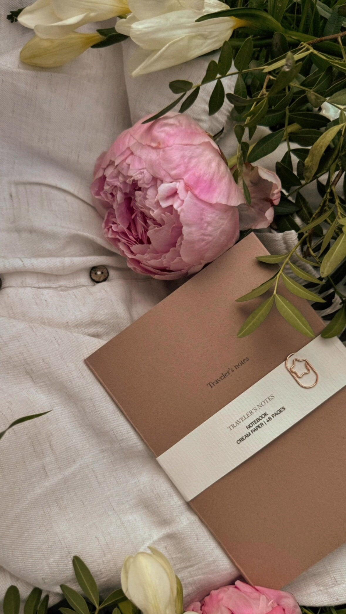 Travelers journal A6, pocket notebook with an envelope