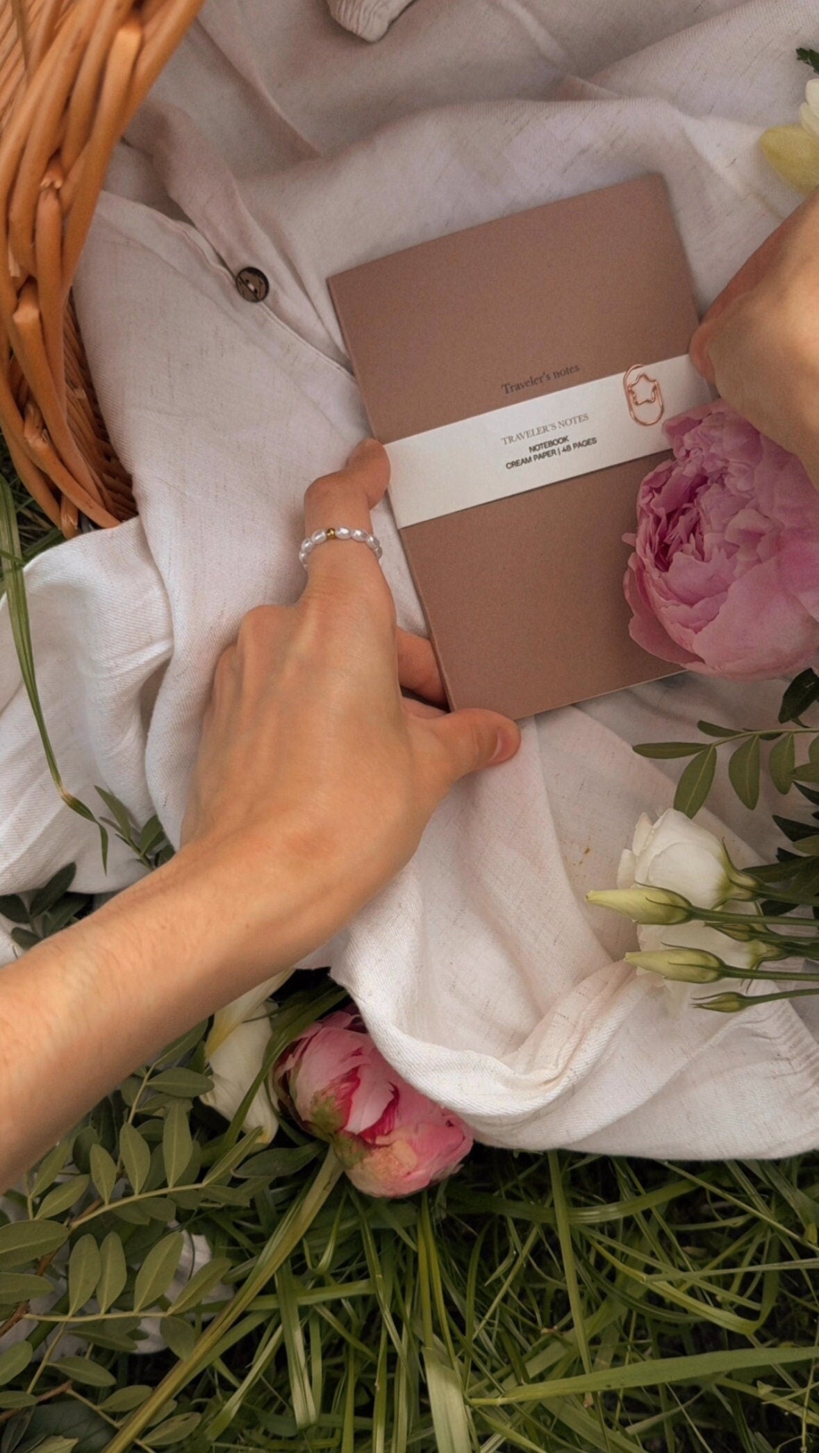 Travelers journal A6, pocket notebook with an envelope