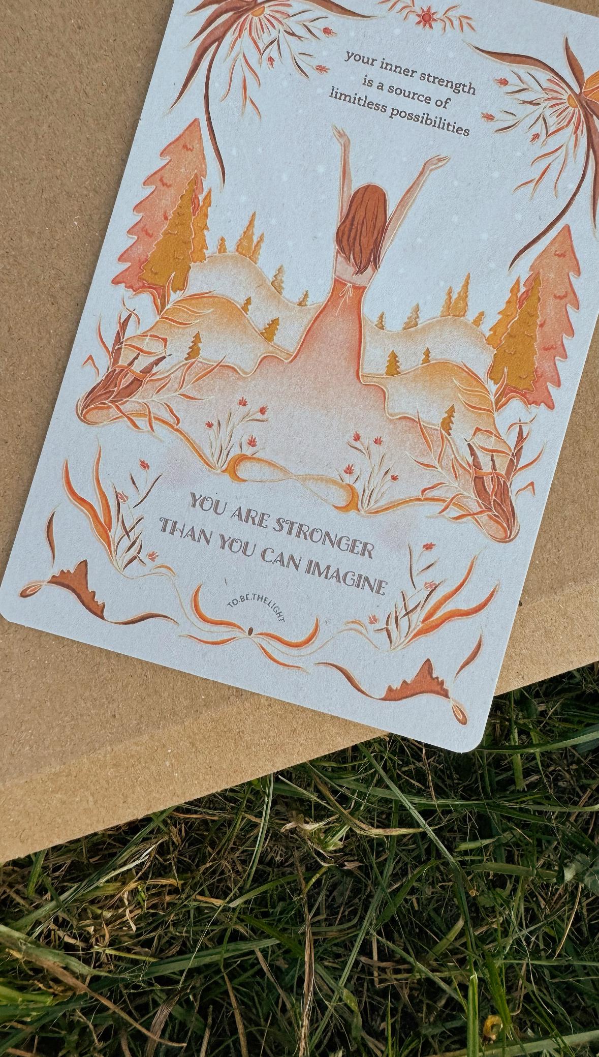 Self care postcard with affirmation