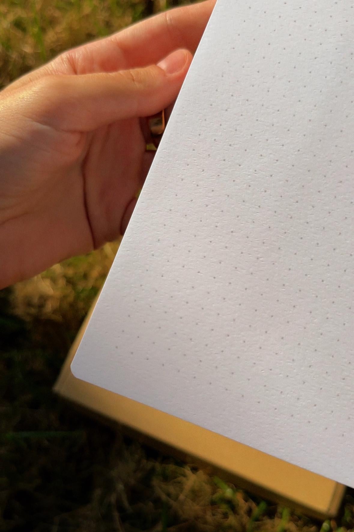Handmade notebook A5, dot-grid journal with autumn leaves