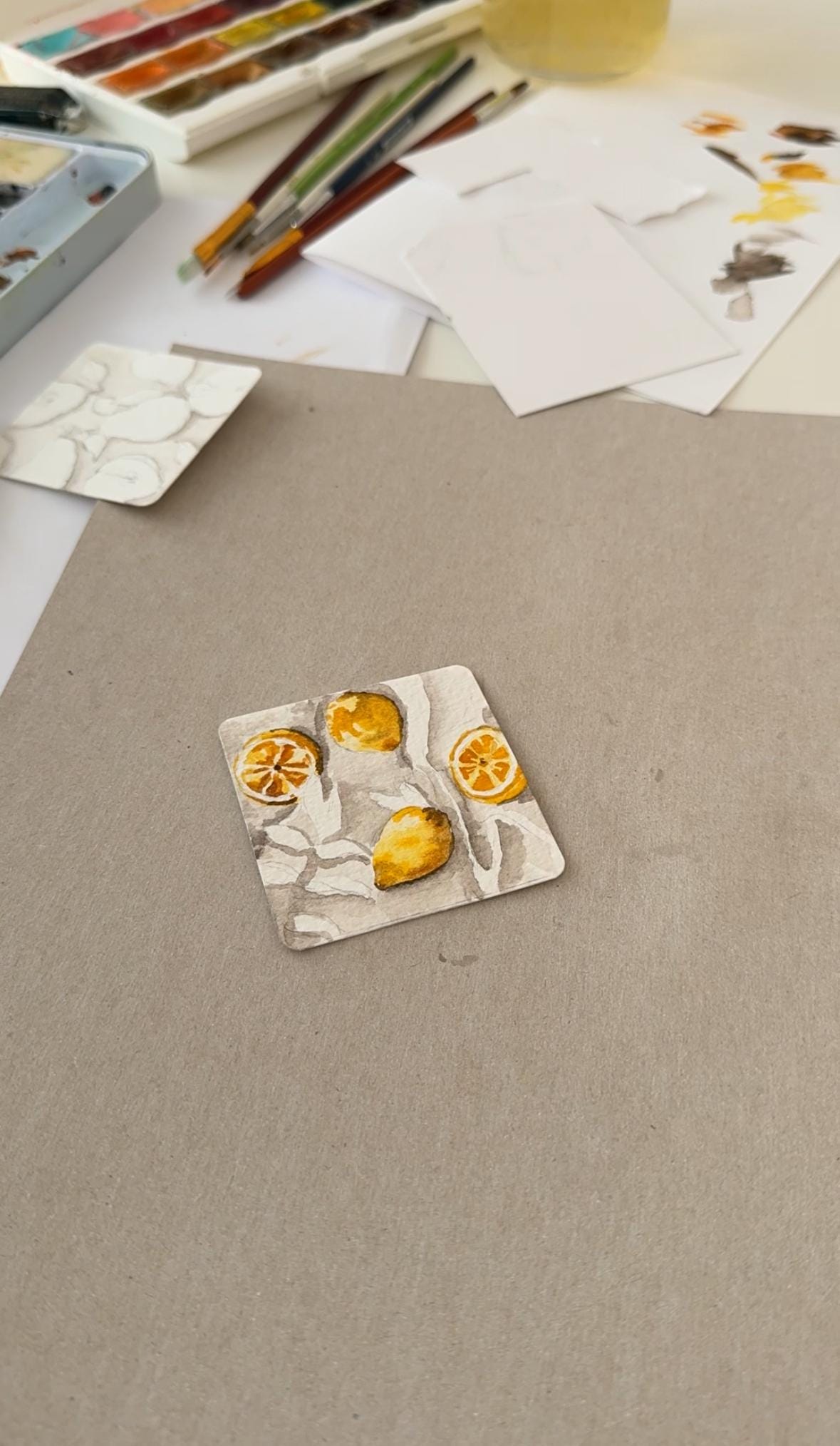 Notebook with watercolour painting, sketchbook