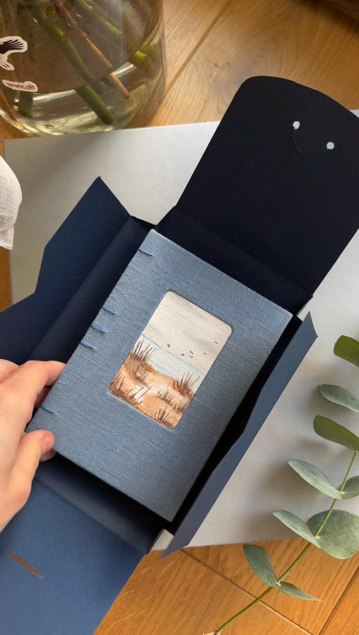 Notebook with watercolour painting, sketchbook