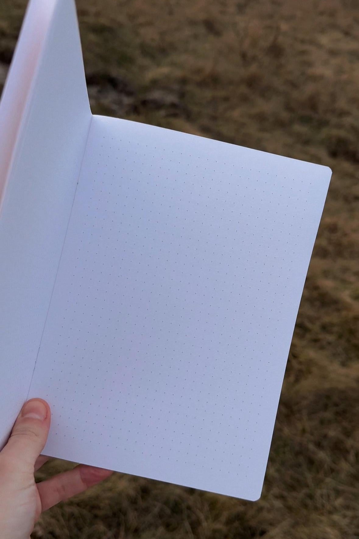 Handmade notebook A5, dot-grid journal with pink flowers