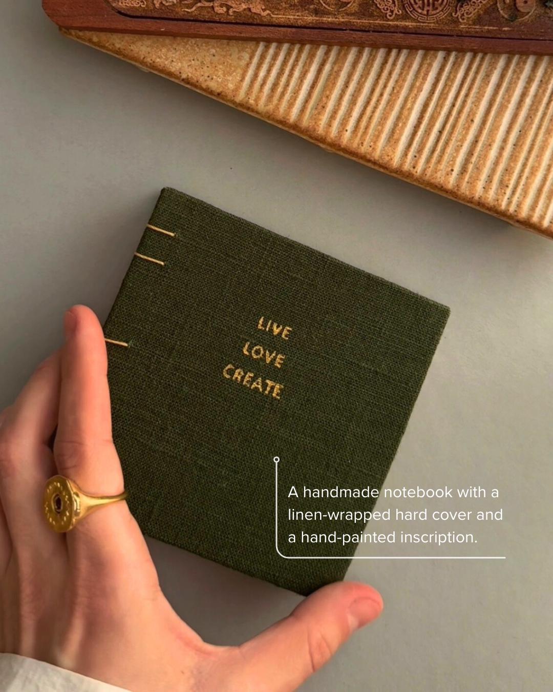 Notebook with quote, sketchbook