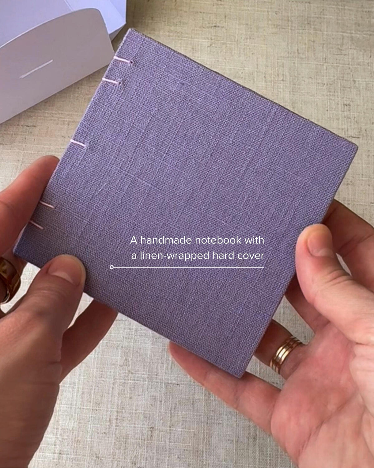Notebook with purple linen cover, sketchbook