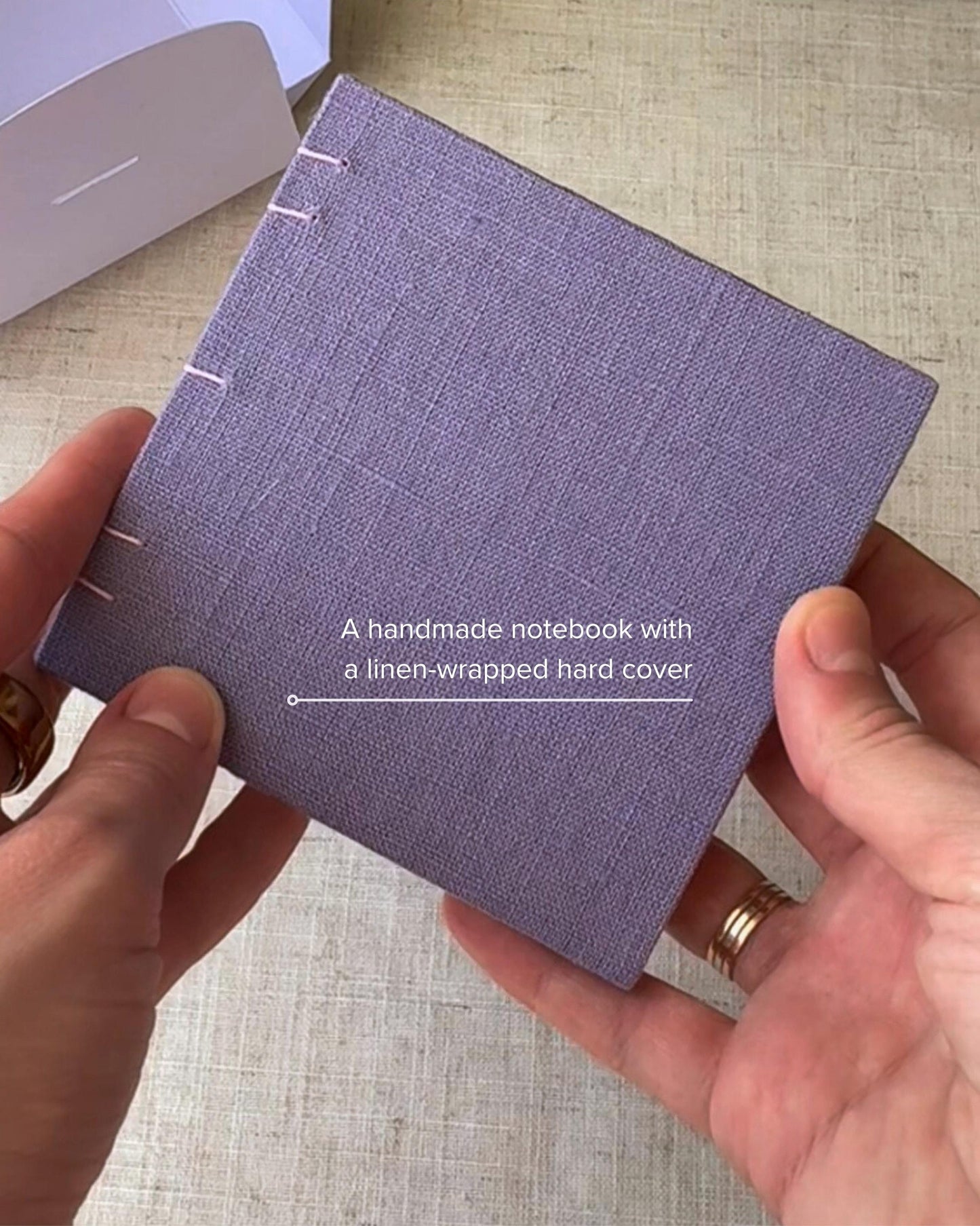 Notebook with purple linen cover, sketchbook