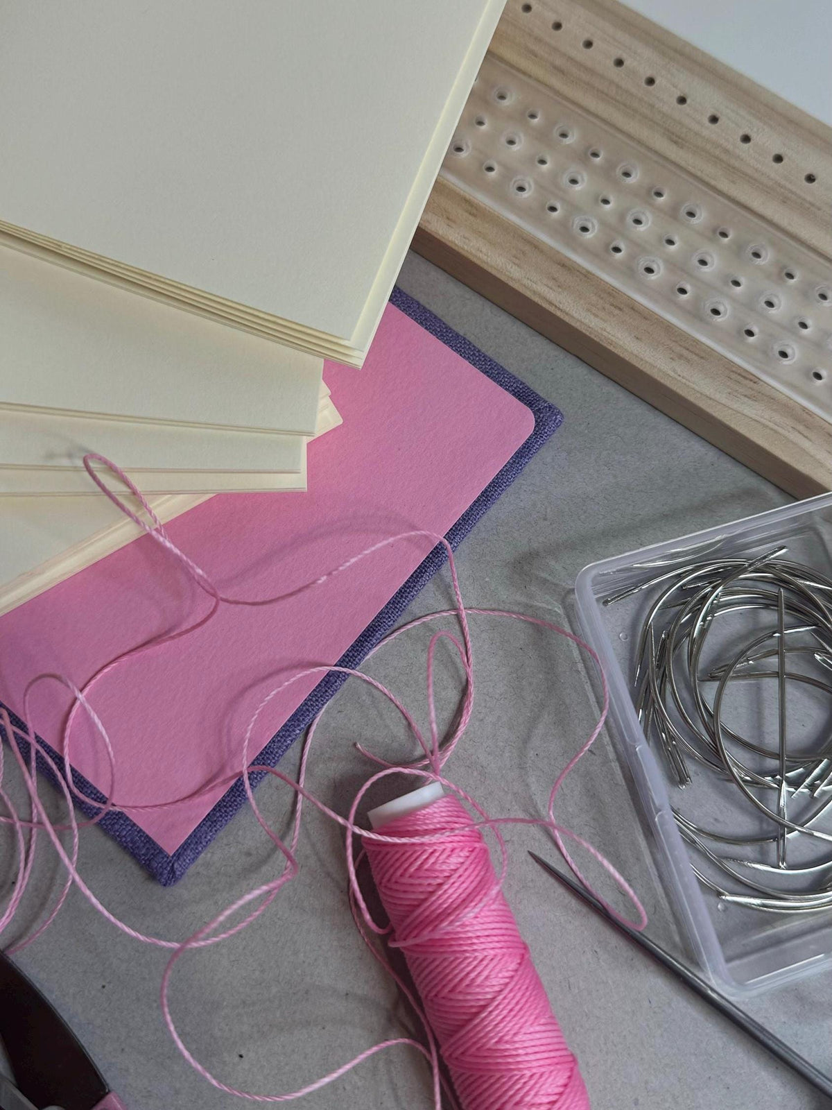 Notebook with purple linen cover, sketchbook
