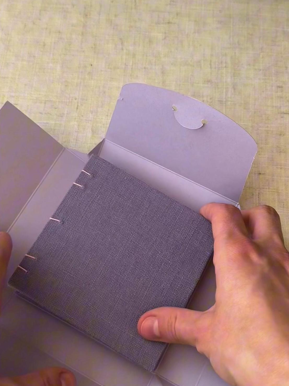 Notebook with purple linen cover, sketchbook