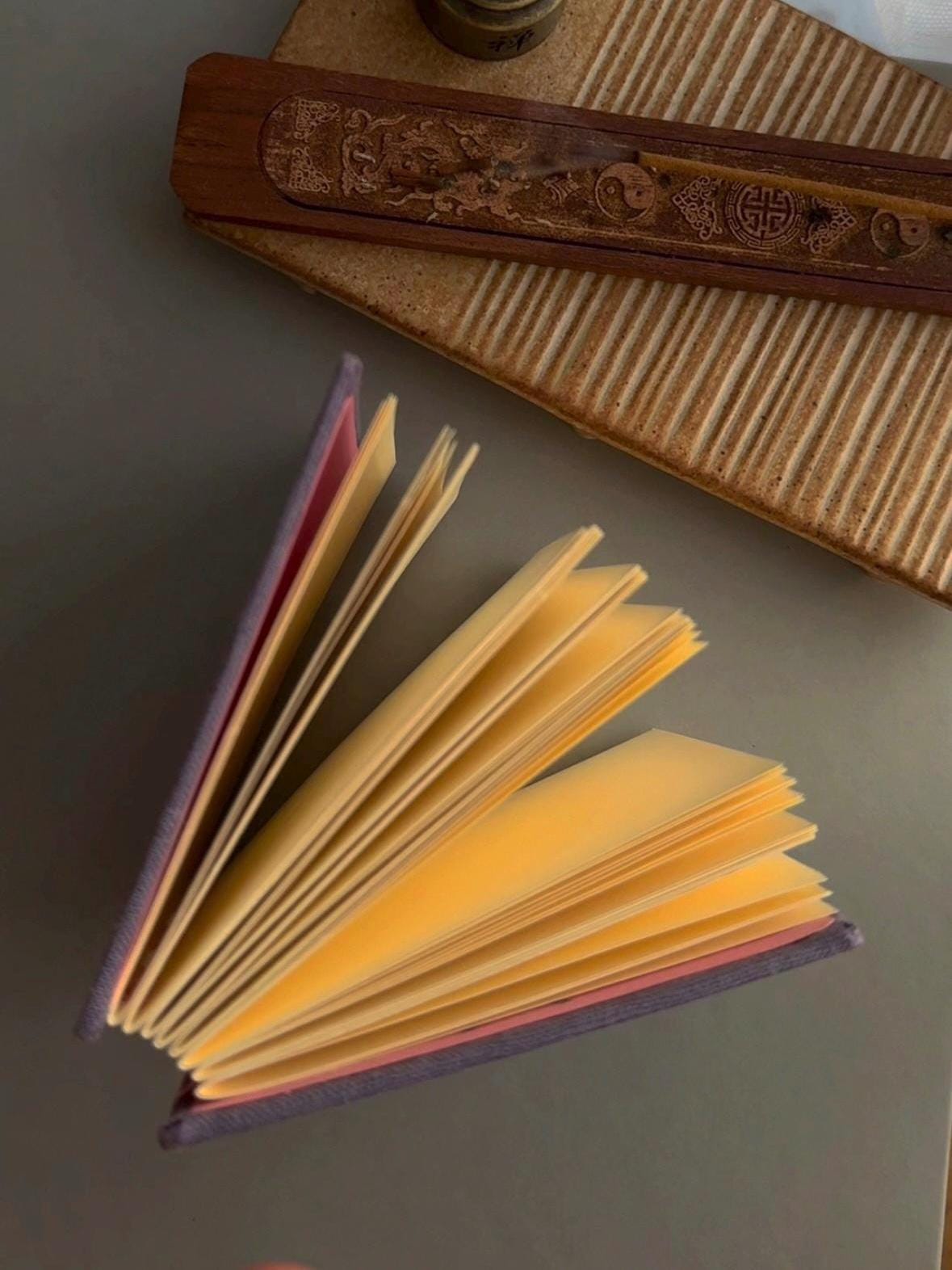 Notebook with purple linen cover, sketchbook