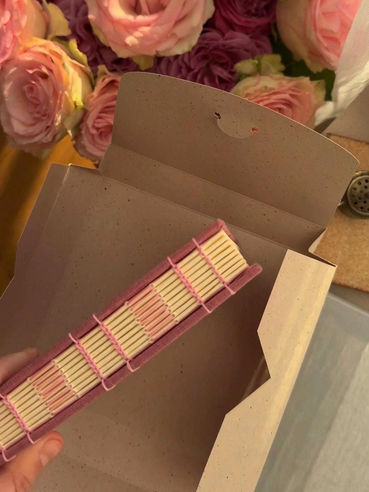 Notebook with pink linen cover, sketchbook