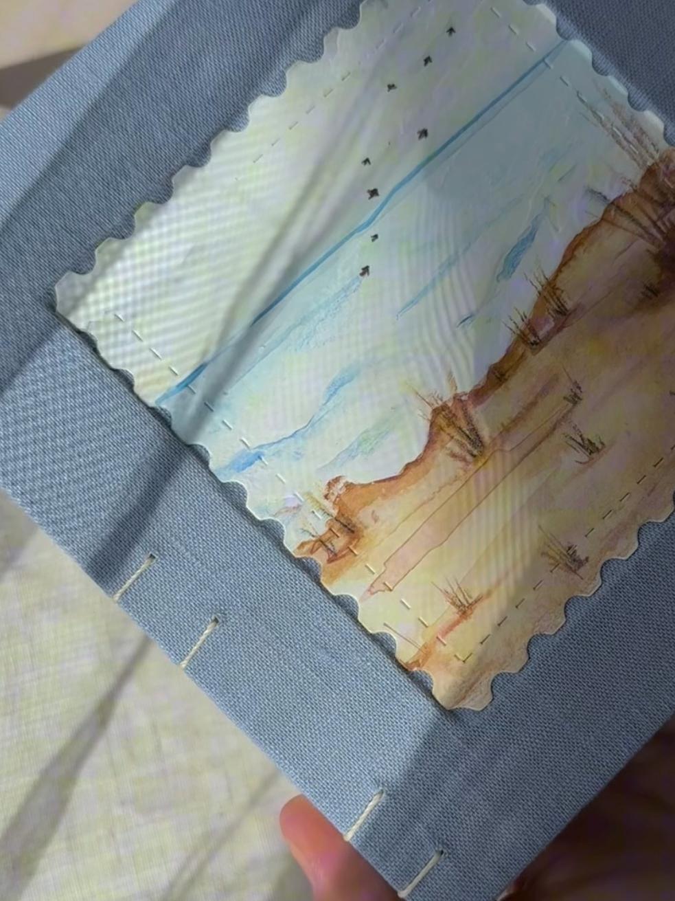 One of a kind notebook with original watercolour painting, sketchbook