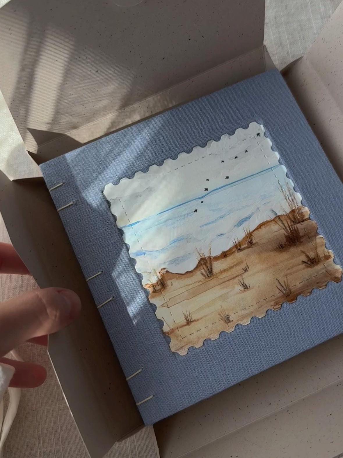 One of a kind notebook with original watercolour painting, sketchbook