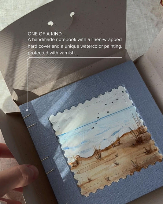 One of a kind notebook with original watercolour painting, sketchbook