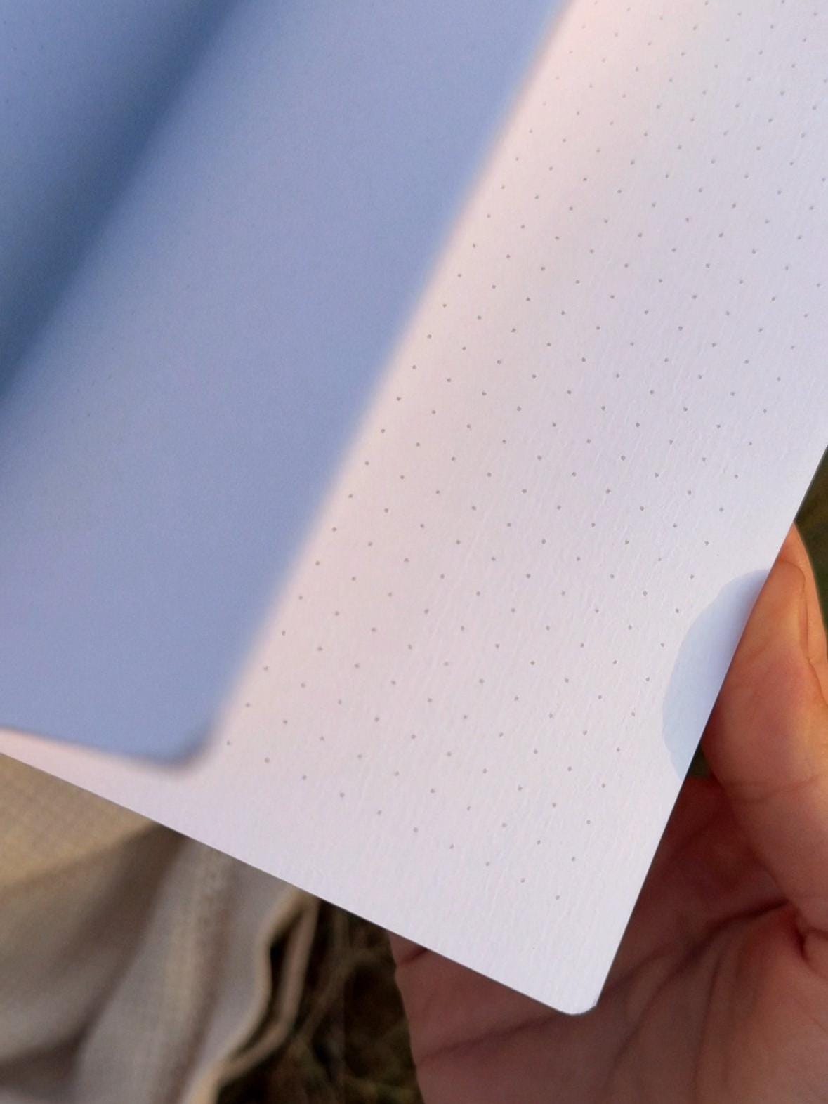 Handmade notebook A5, dot-grid journal with blue flowers