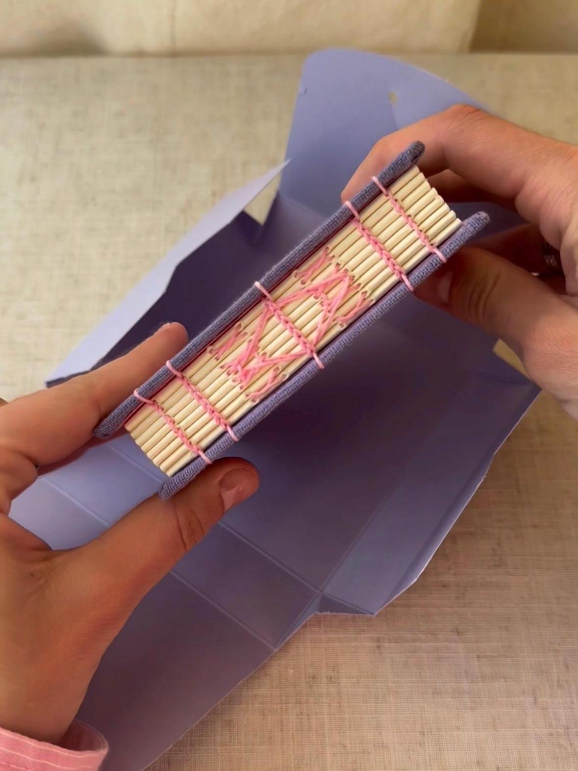 Notebook with purple linen cover, sketchbook