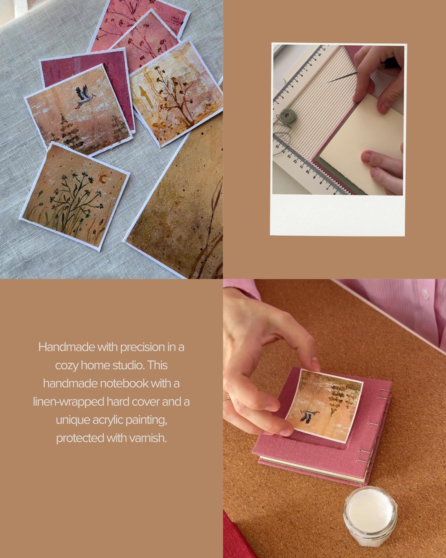 Notebook with acrylic painting, sketchbook