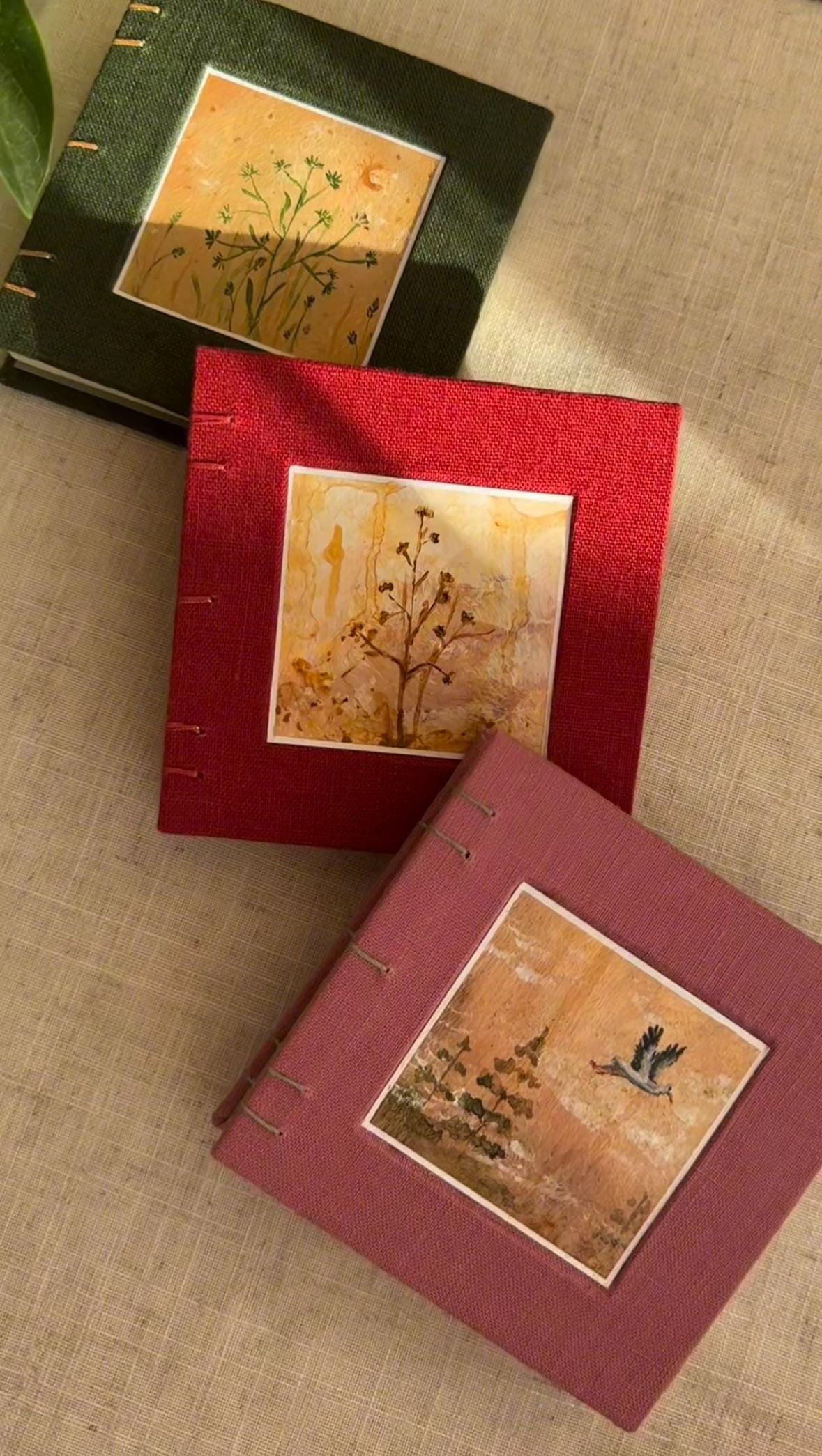 Notebook with acrylic painting, sketchbook