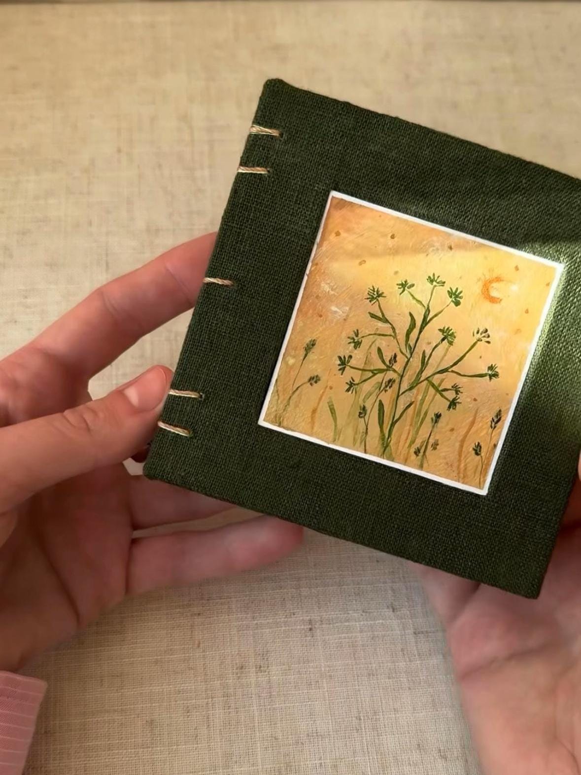 Notebook with acrylic painting, sketchbook