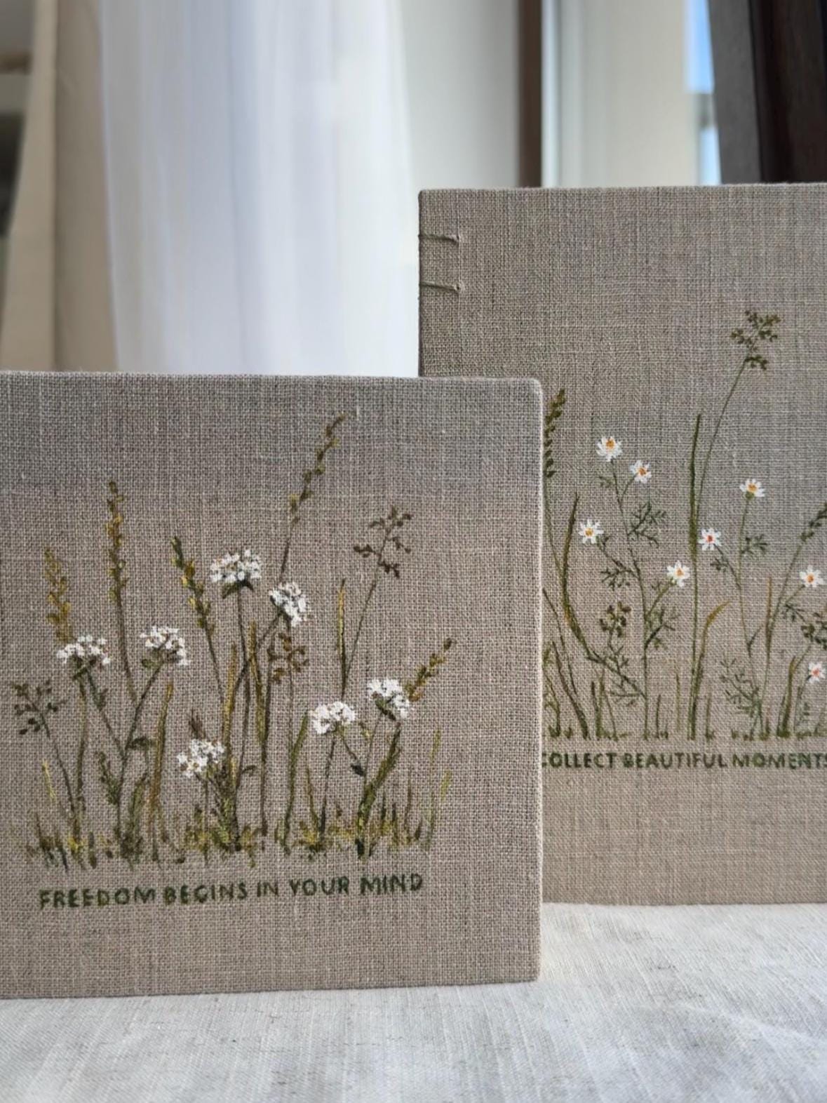 Notebook with acrylic wildflowers, one of a kind