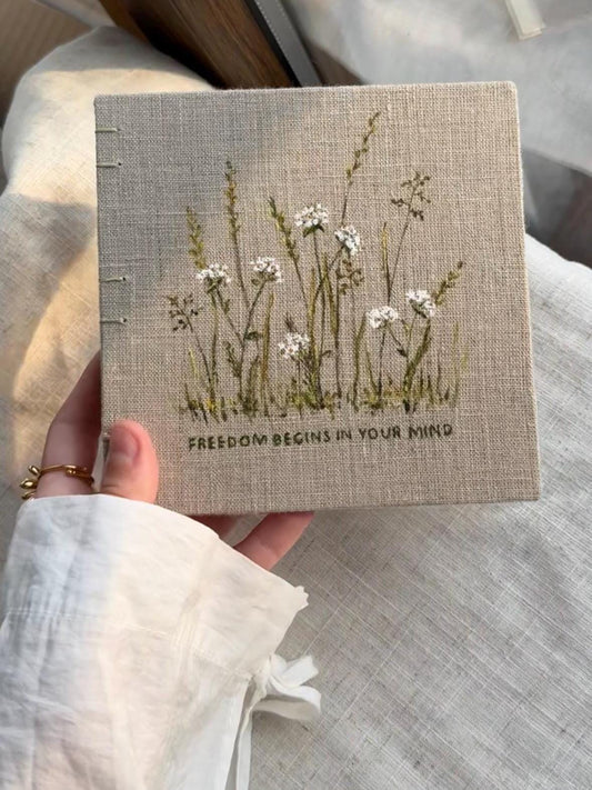 Notebook with acrylic wildflowers, one of a kind