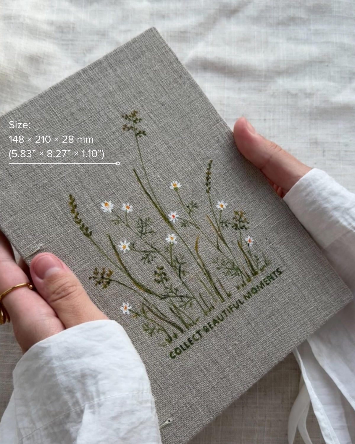 Large notebook A5 with acrylic wildflowers, one of a kind sketchbook