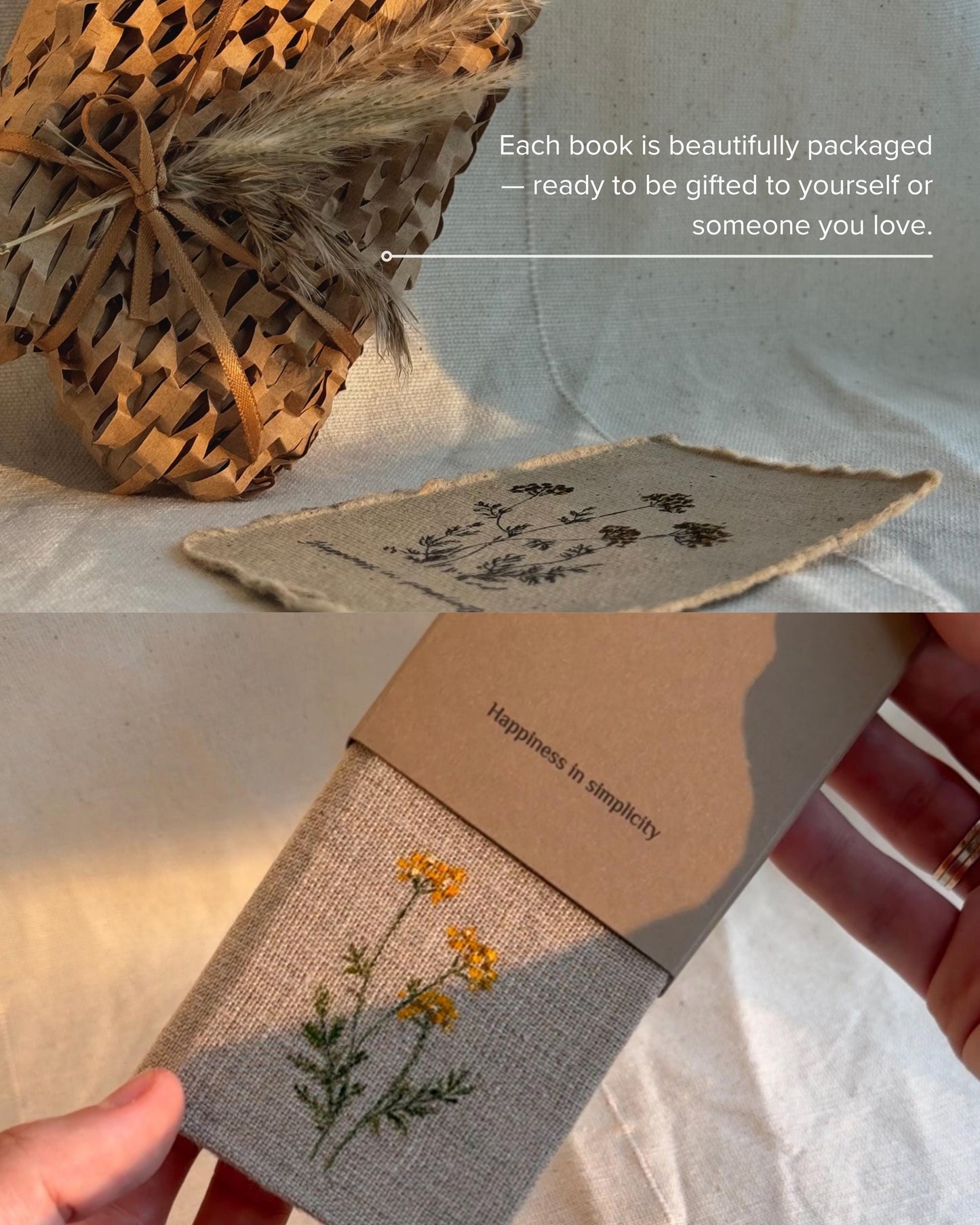 Collection "Happiness in Simplicity", Handmade notebook with acrylic wildflowers