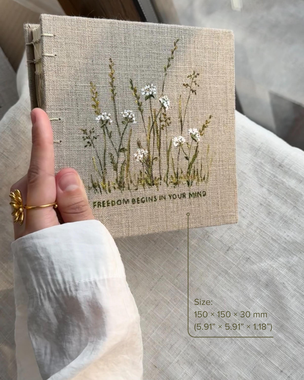 Notebook with acrylic wildflowers, one of a kind