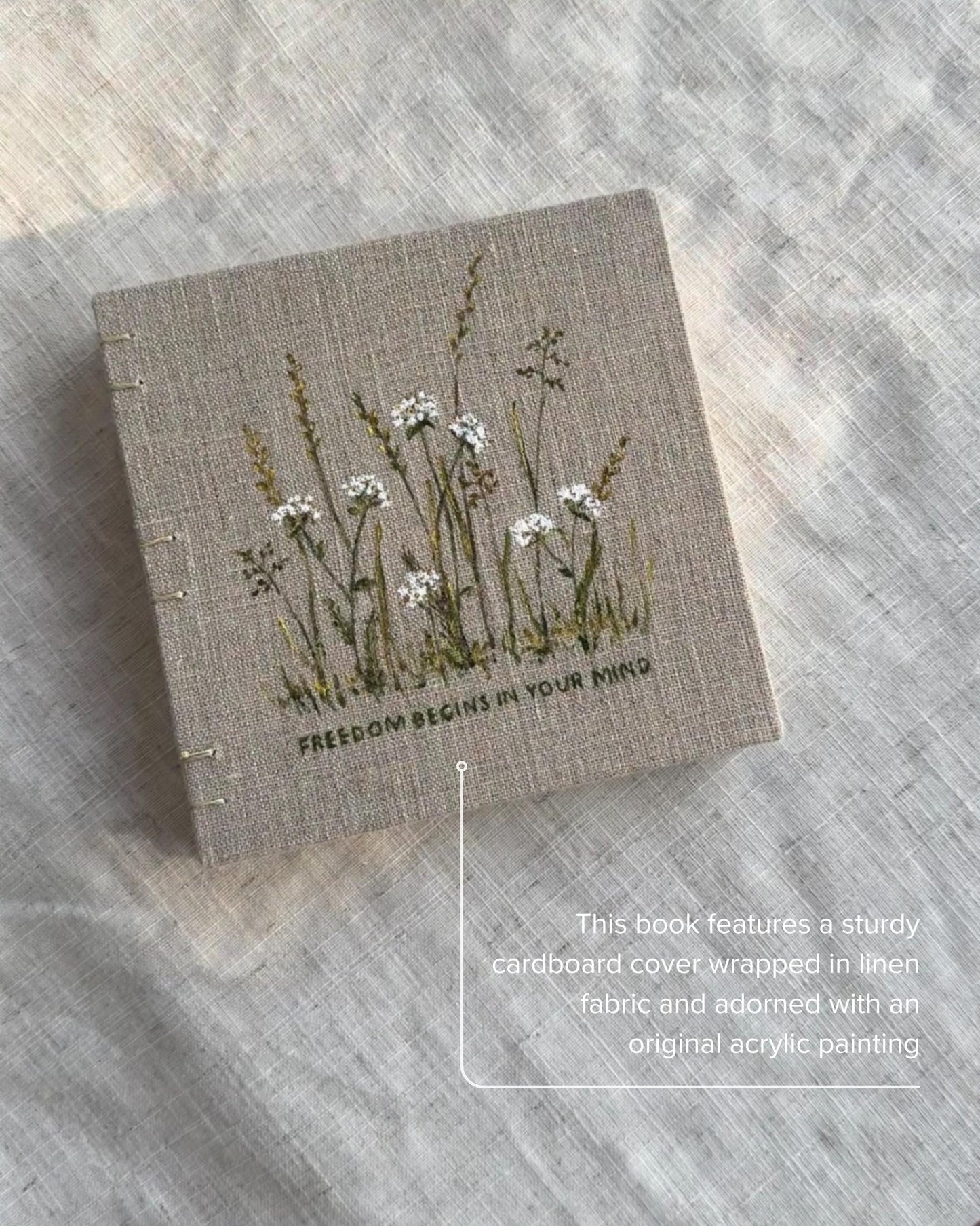 Notebook with acrylic wildflowers, one of a kind