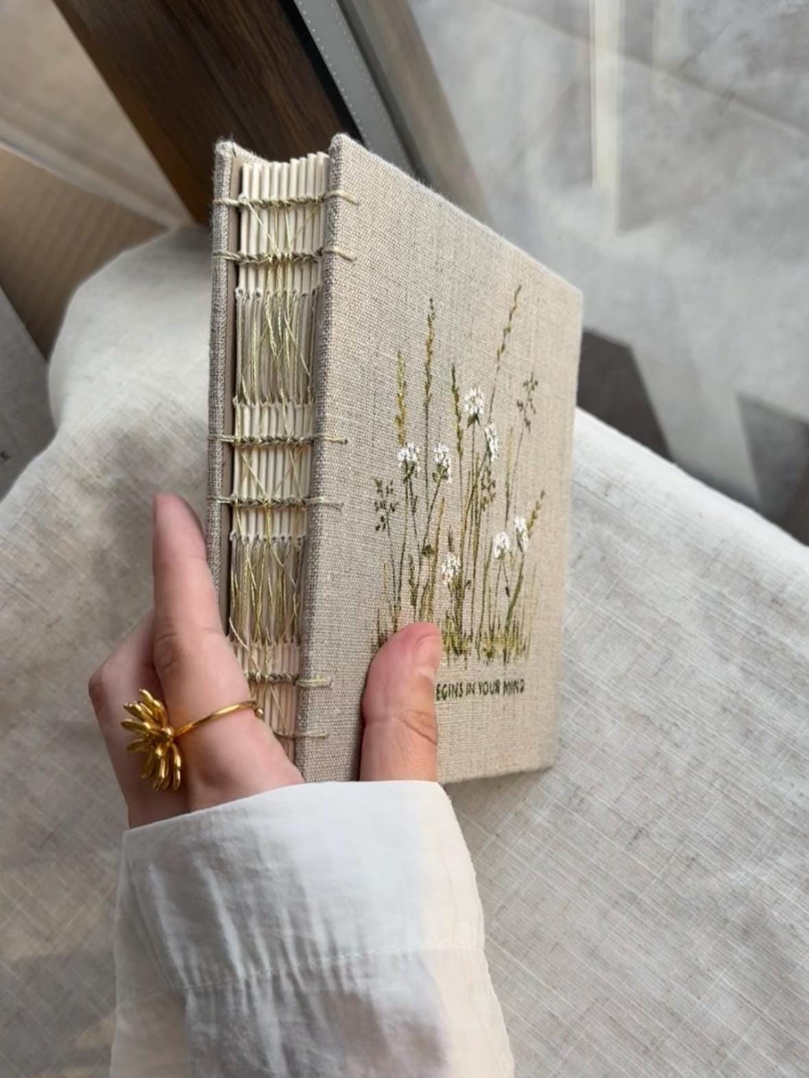 Notebook with acrylic wildflowers, one of a kind